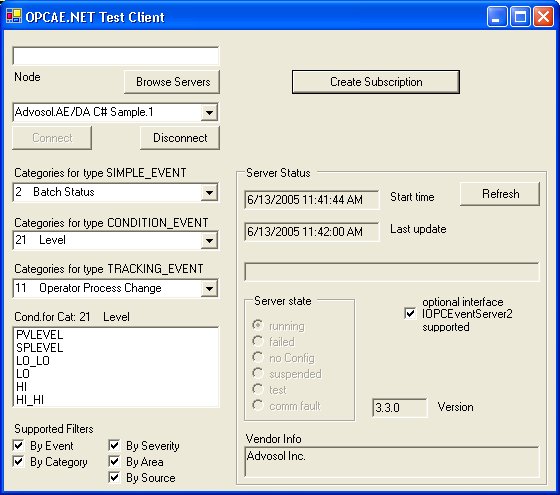 OPC AE Test Client