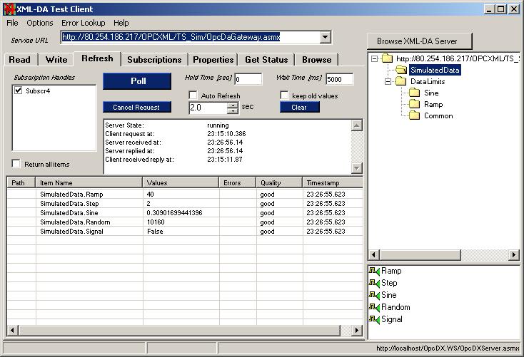 XML DA Test Client